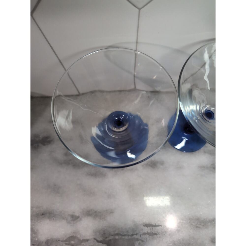 Libbey Metropolis Cobalt Blue Margarita Glasses, Set Of 2, Ball‎ Stem Glassware - Picture 6 of 9